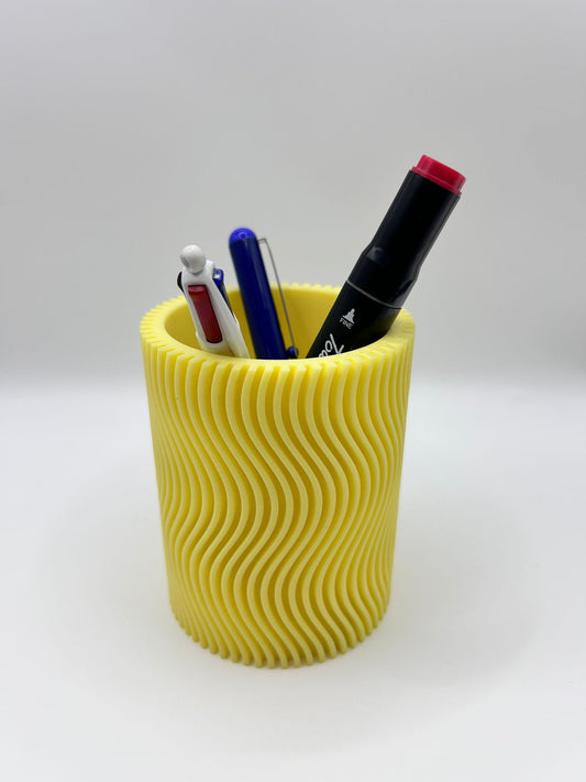 3D Printed Pencil Holder – Unique Wavy Design Desk Organizer Storage Cup