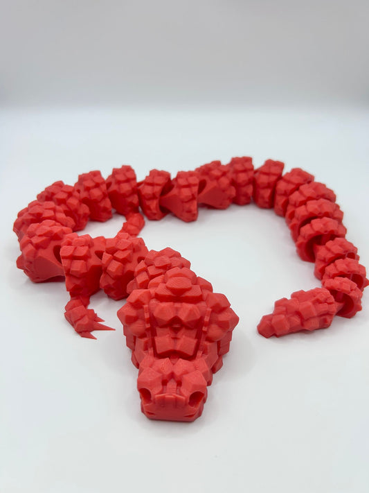 3D Printed Rock Dragon-Articulated Fantasy Model-Poseable & Rugged Design